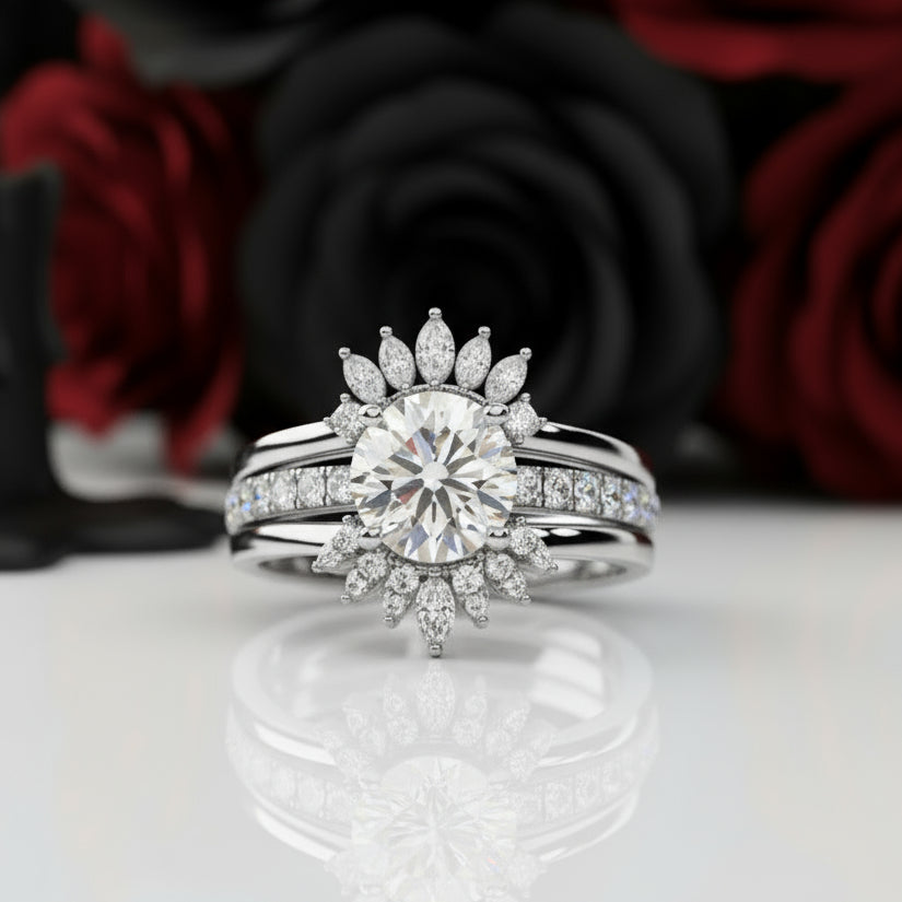 Mahal Kita (I LOVE YOU)- Rare Yellow Round Diamond Love Language Ring Set-Black Diamonds New York