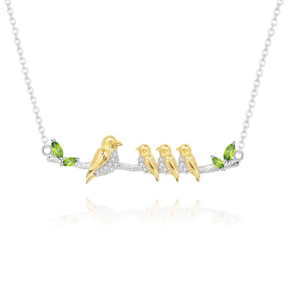GEM'S BALLET Natural Peridot Gemstone 925 Sterling Silver Women's Pendant Necklace Mama’s Wing Mother Bird Necklace - Black Diamonds New York
