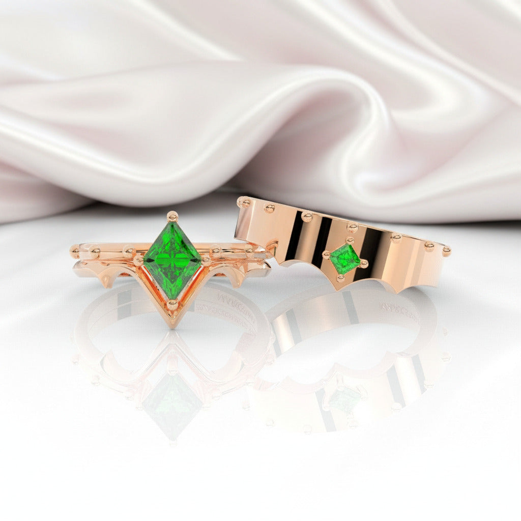 Marksman's Ring Set (Women)- 14k Yellow Gold Video Game Inspired Rings-Black Diamonds New York