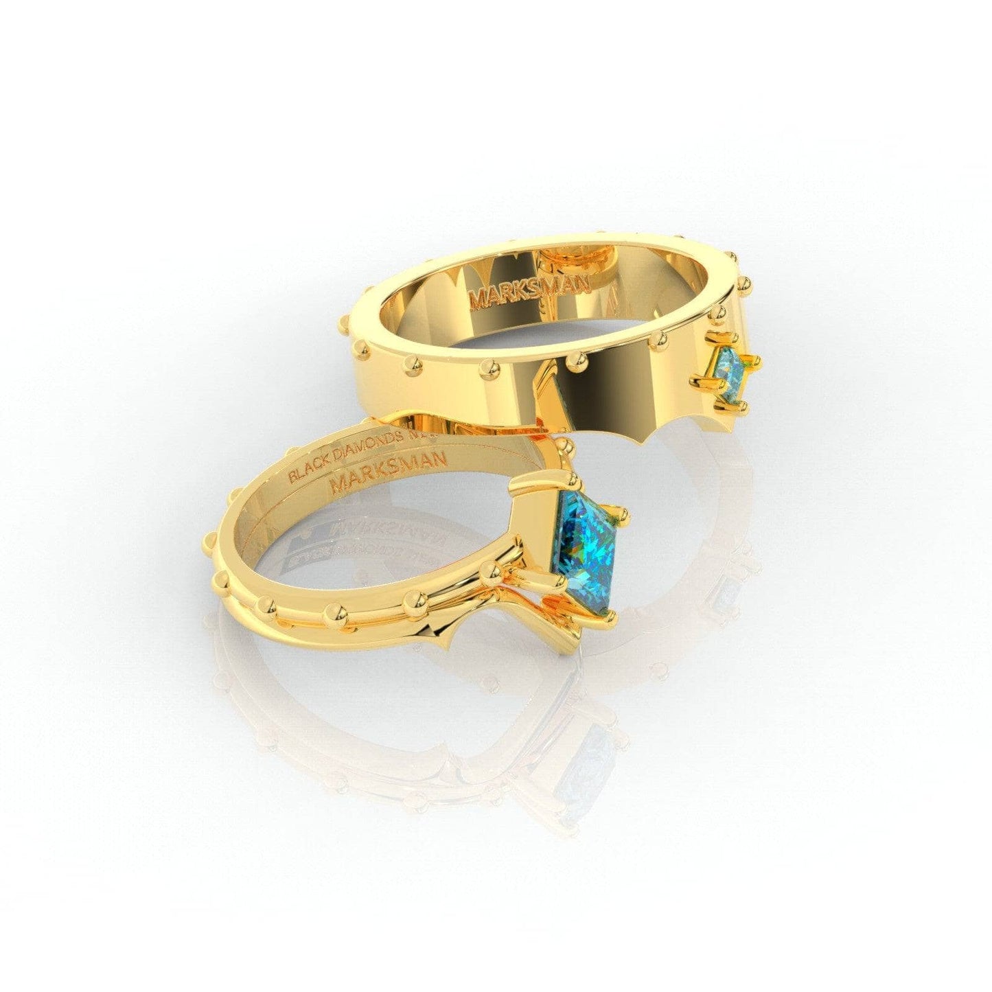 Marksman's Ring Set (Women)- 14k Yellow Gold Video Game Inspired Rings - Black Diamonds New York