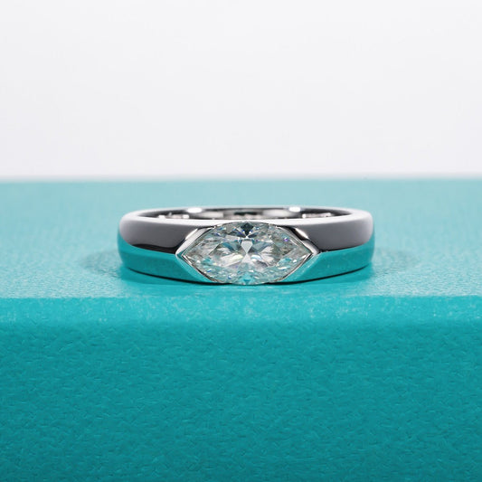 Marquise Cut Moissanite Diamond Wedding Ring-Black Diamonds New York