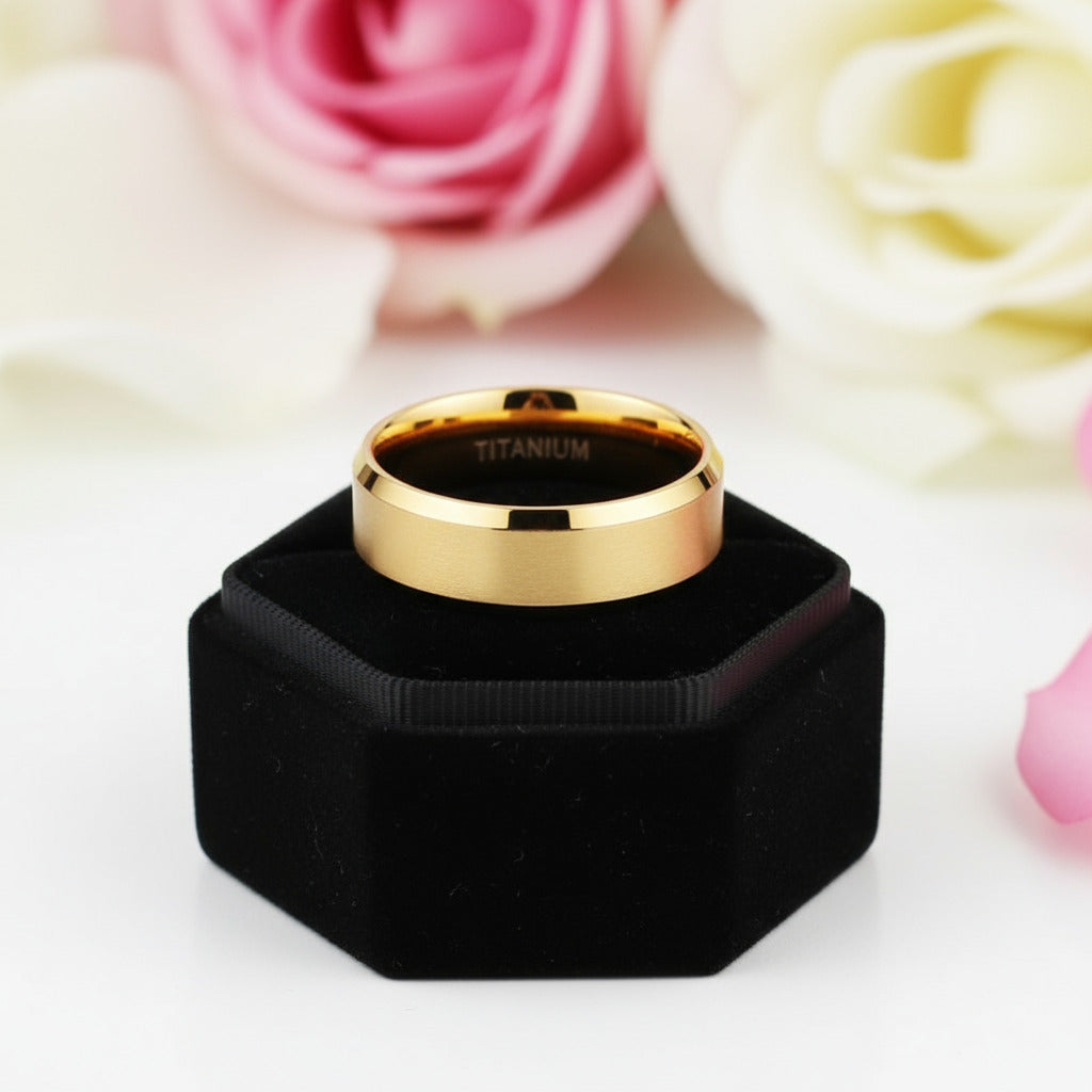 Matte Brushed Titanium Men's Wedding Band-Black Diamonds New York