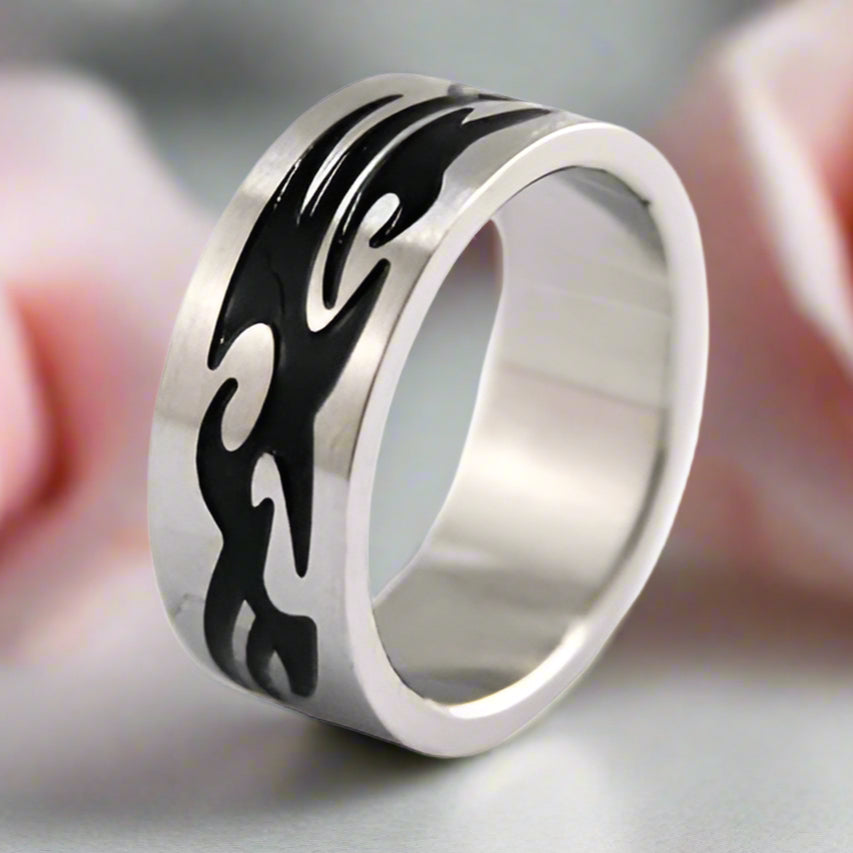Men Gothic Style Stainless Steel Ring Band-Black Diamonds New York