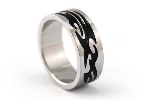 Men Gothic Style Stainless Steel Ring Band-Black Diamonds New York