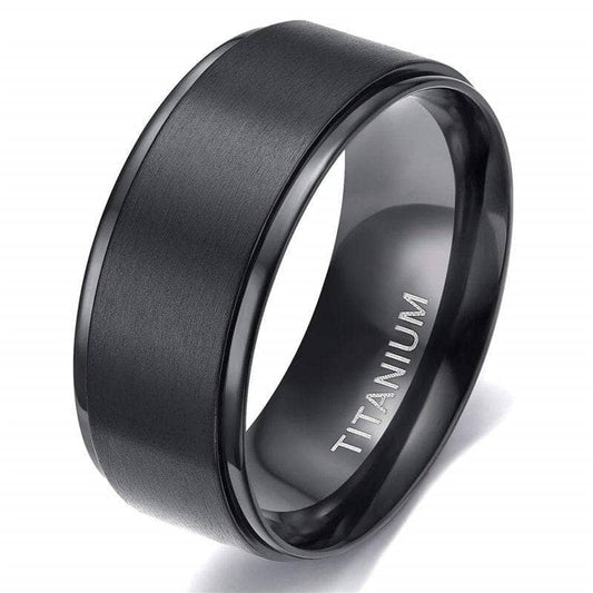 Men's 10mm Black Titanium Wedding Band-Black Diamonds New York