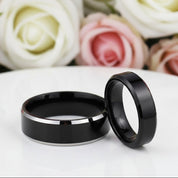 Men's 6mm Beveled Tungsten Carbide Wedding Band-Black Diamonds New York
