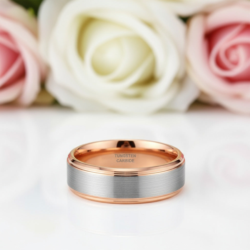 Men's 8mm Brushed Tungsten Wedding Band-Black Diamonds New York