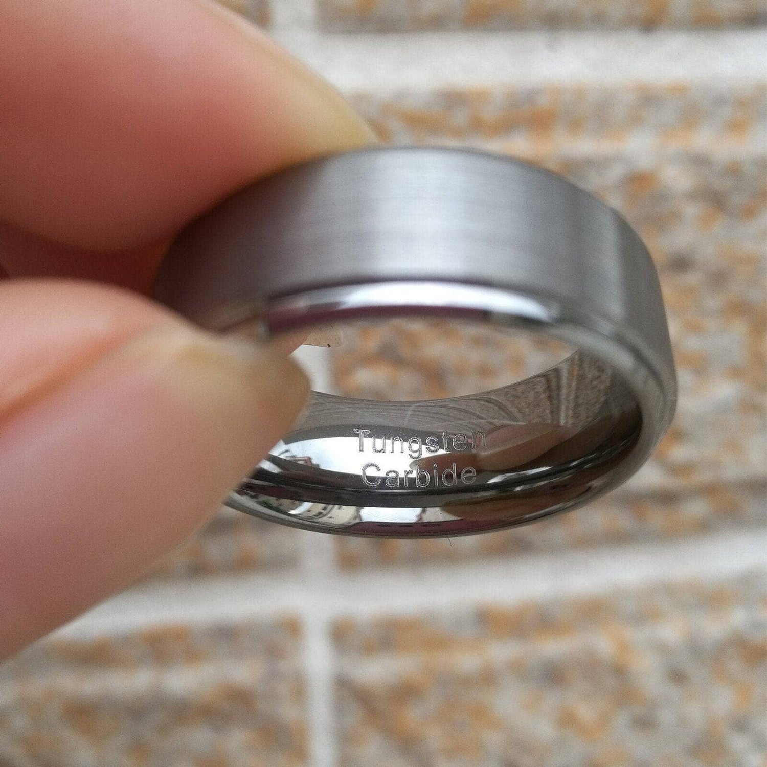 Men's 8mm Gray Tungsten Carbide Wedding Ring