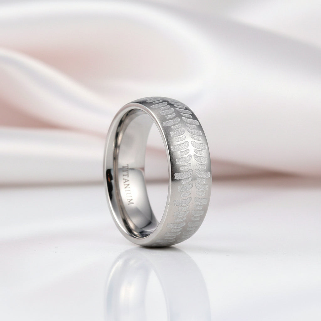 Men's 8mm Matte Titanium Wedding Band-Black Diamonds New York