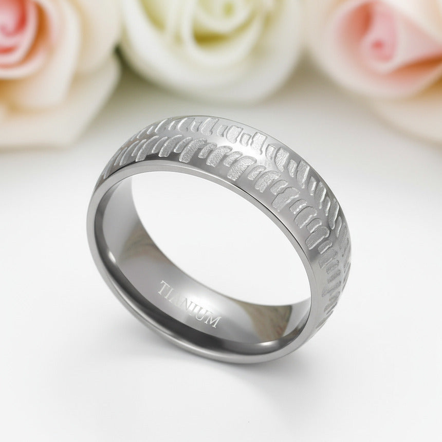 Men's 8mm Matte Titanium Wedding Band-Black Diamonds New York