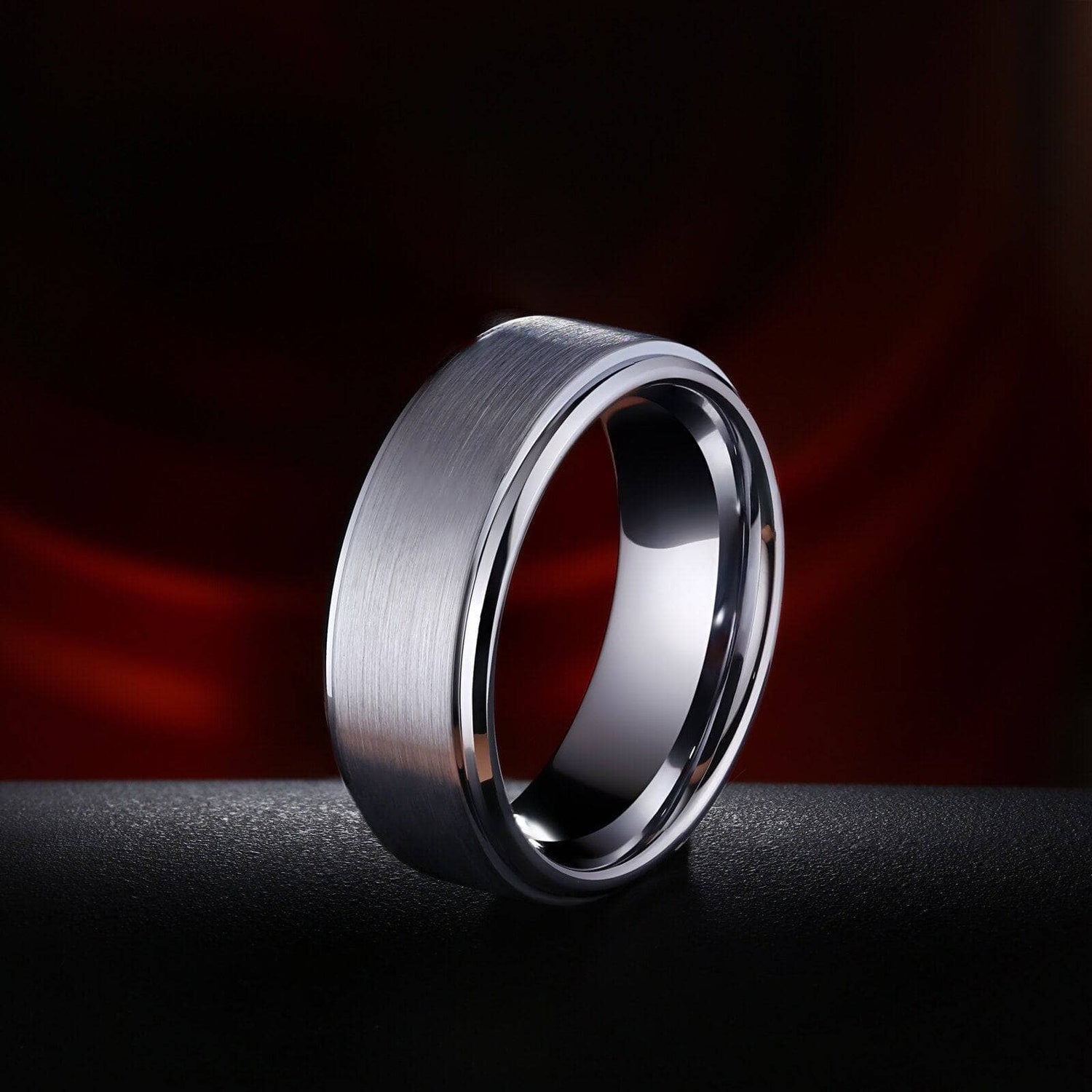 Men's 8mm Silver Tungsten Carbide Wedding Band