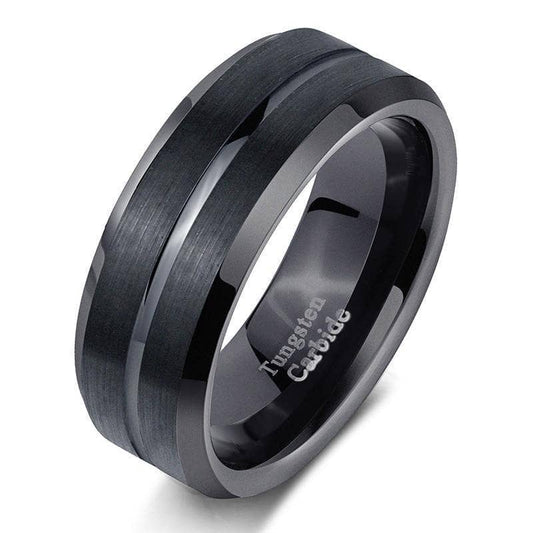 Men's Black Tungsten Carbide 8mm Wedding Band