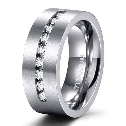 Men's Created Diamond 8mm Titanium Wedding Band-Black Diamonds New York