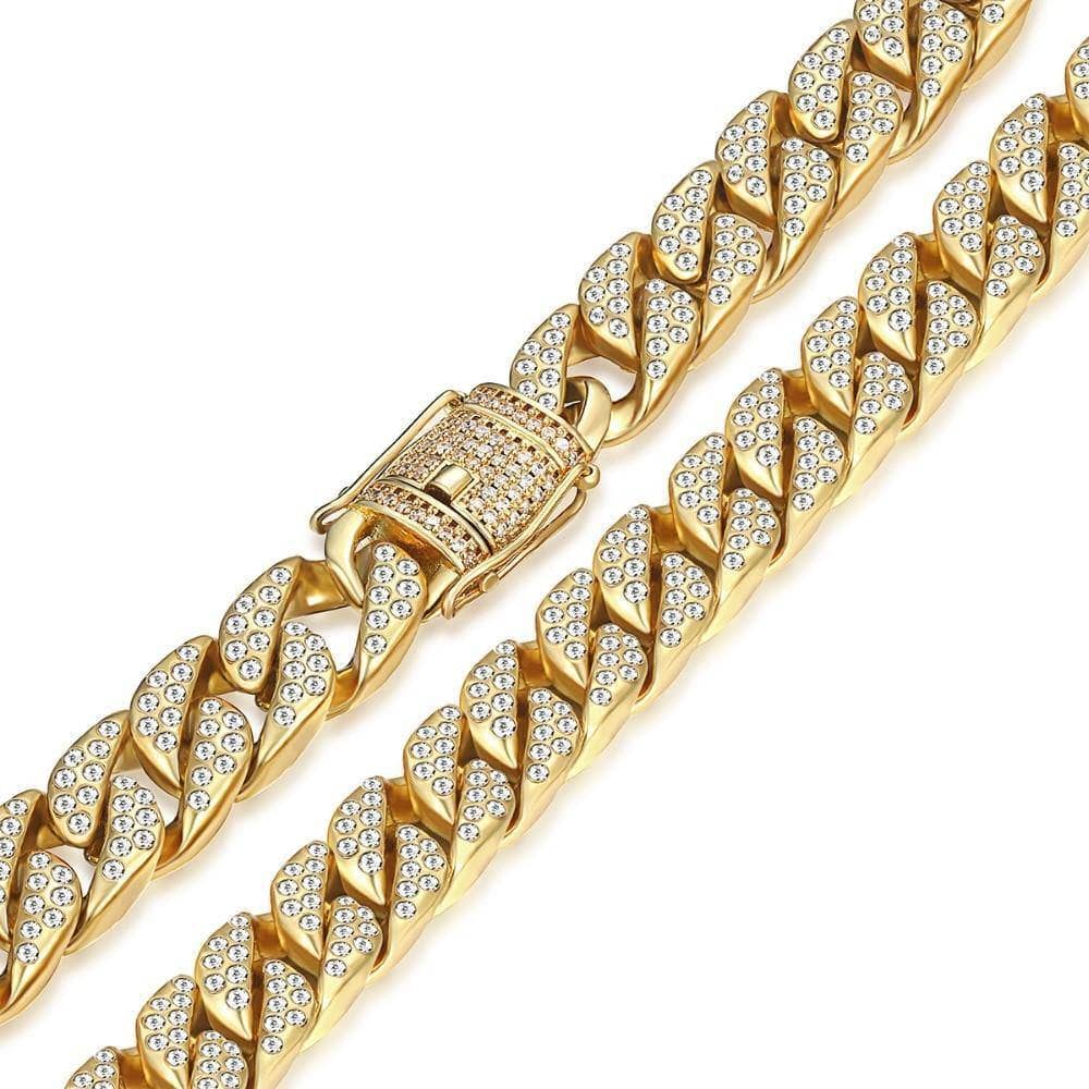 Men's Miami Cuban Link Chain Necklace-Black Diamonds New York