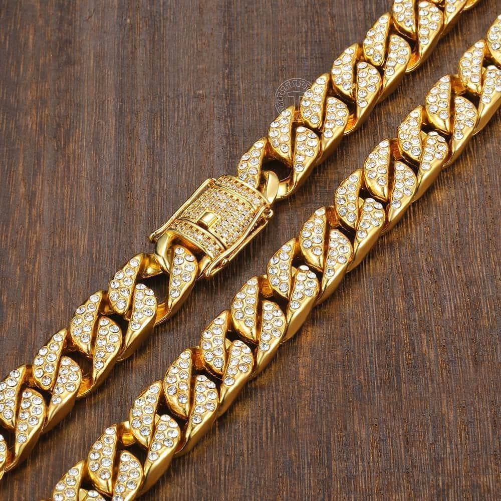 Men's Miami Cuban Link Chain Necklace-Black Diamonds New York
