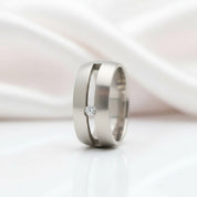 9mm Men's Ring Band with Round Diamond-Black Diamonds New York