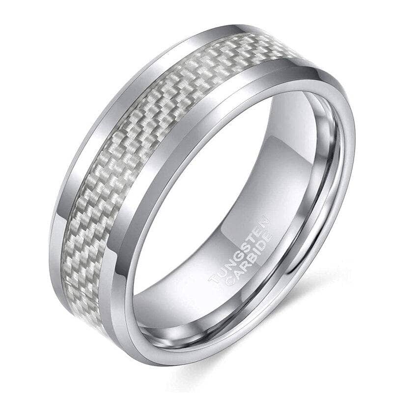 Men's Tungsten Carbide Wedding Band with Carbon Fiber Inlay-Black Diamonds New York
