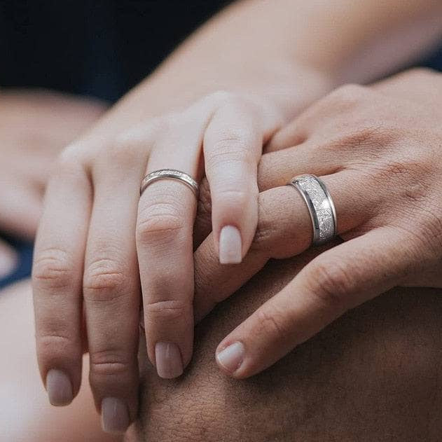 Meteorite Ring Gentlemen's Bands Premium Tungsten Hammered Wedding