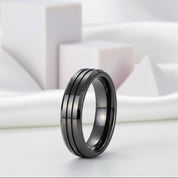 Men's Wedding Band Matte Black Tungsten Carbide-Black Diamonds New York