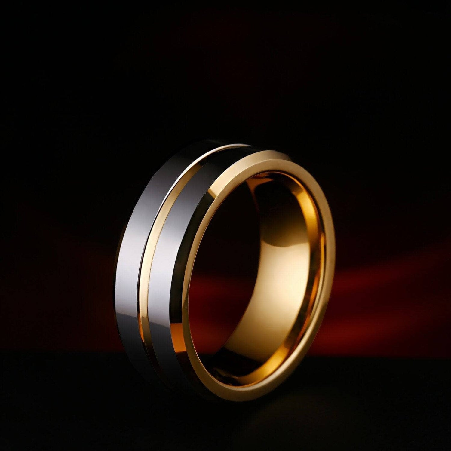 Men's Wedding Band Tungsten Carbide 8mm Golden Gray