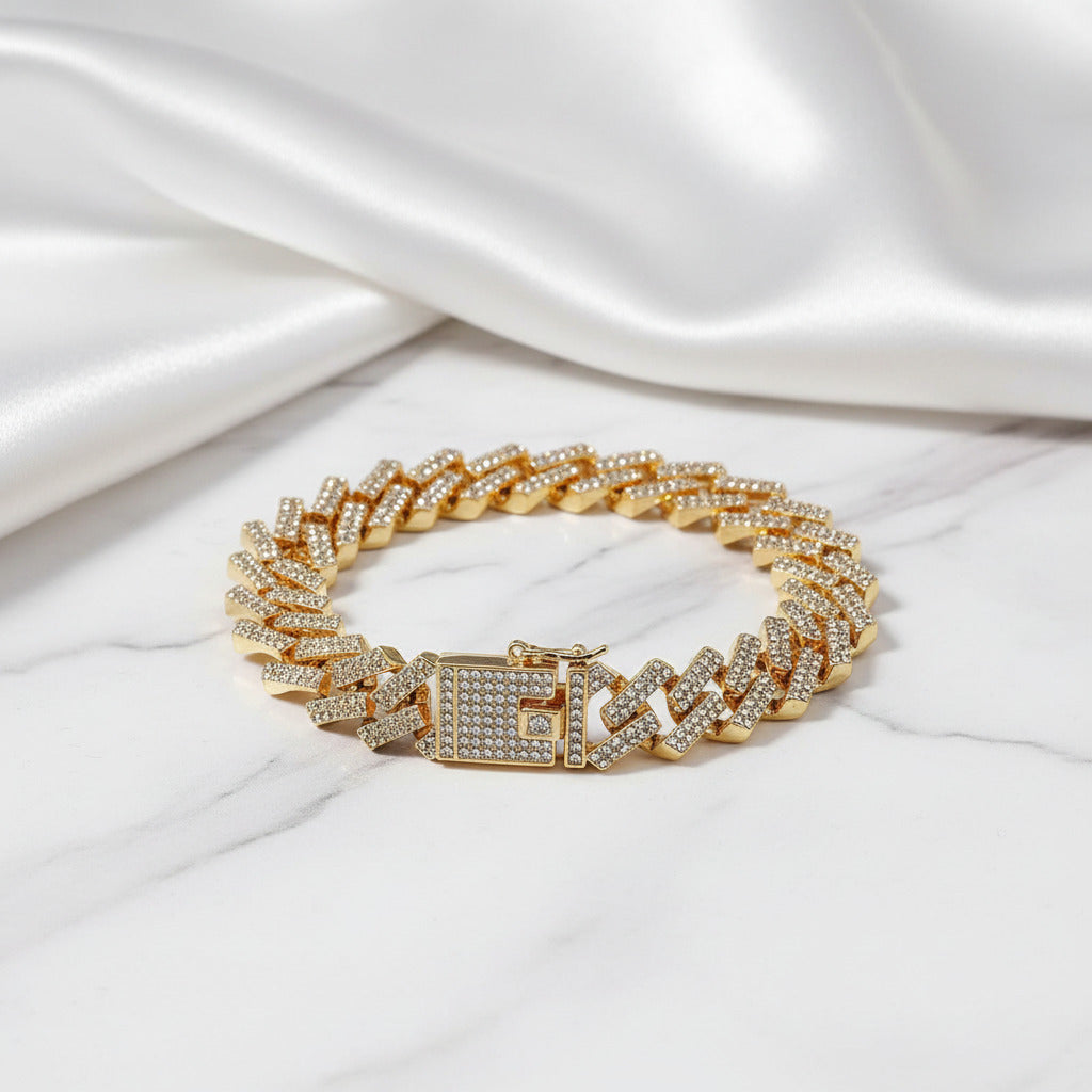 Cuban Bling Iced Out Bracelet With Butterfly-Black Diamonds New York