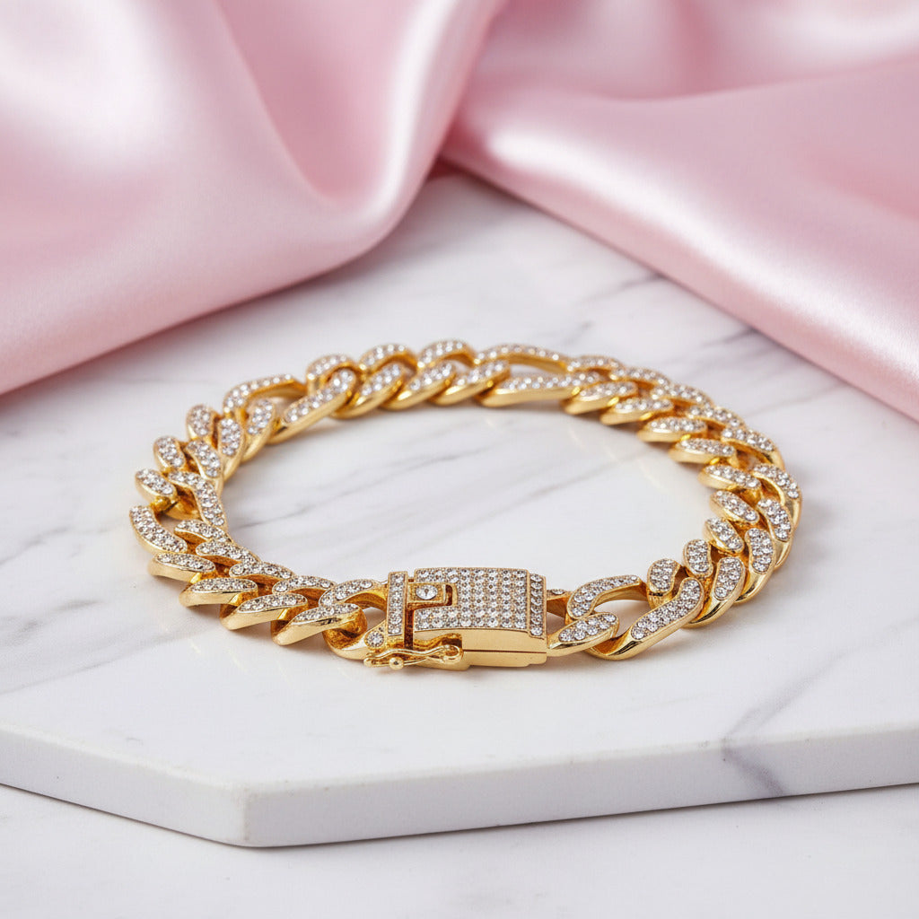 Cuban Bling Iced Out Bracelet With Butterfly-Black Diamonds New York