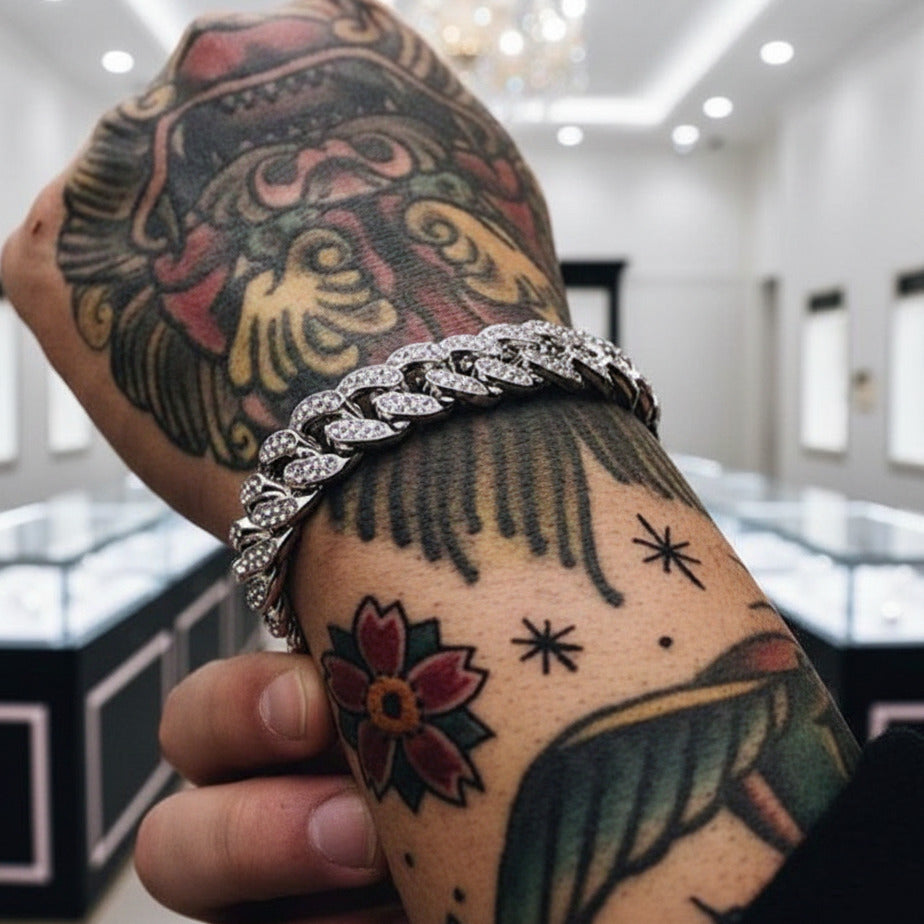 Cuban Bling Iced Out Bracelet With Butterfly-Black Diamonds New York