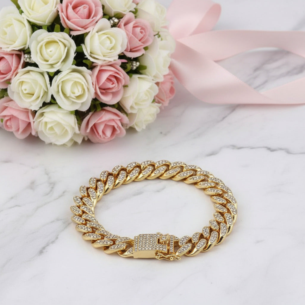 Cuban Bling Iced Out Bracelet With Butterfly-Black Diamonds New York