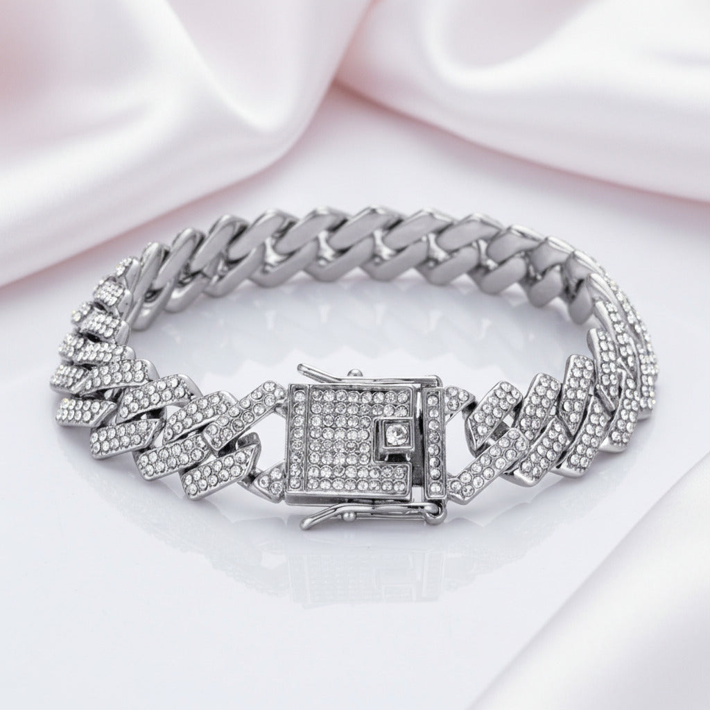Cuban Bling Iced Out Bracelet With Butterfly-Black Diamonds New York