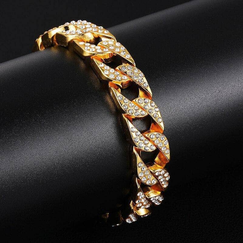 Miami Cuban Bling Iced Out Full AAA Crystal Pave Bracelet With Butterfly Link Chain Hip-Hop Bracelets-Black Diamonds New York