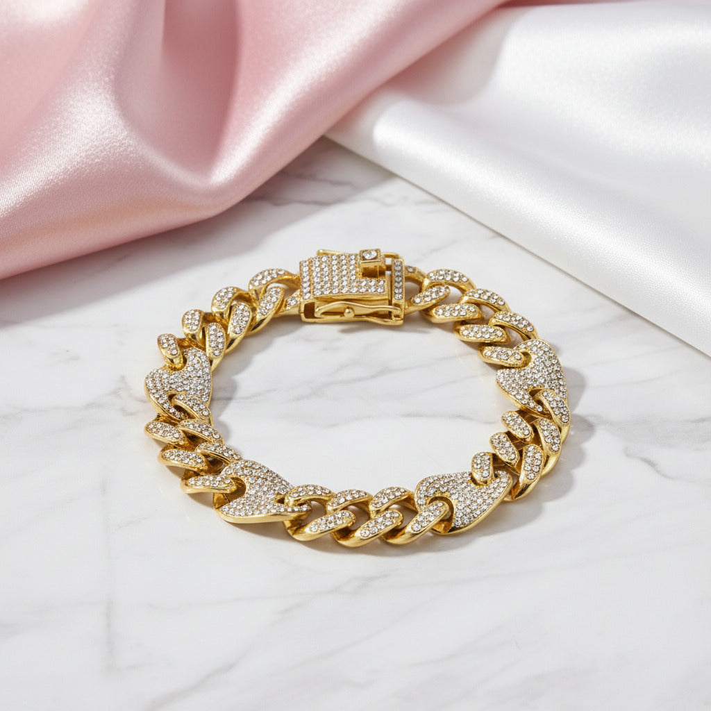 Cuban Bling Iced Out Bracelet With Butterfly-Black Diamonds New York