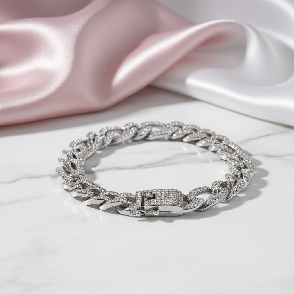 Cuban Bling Iced Out Bracelet With Butterfly-Black Diamonds New York