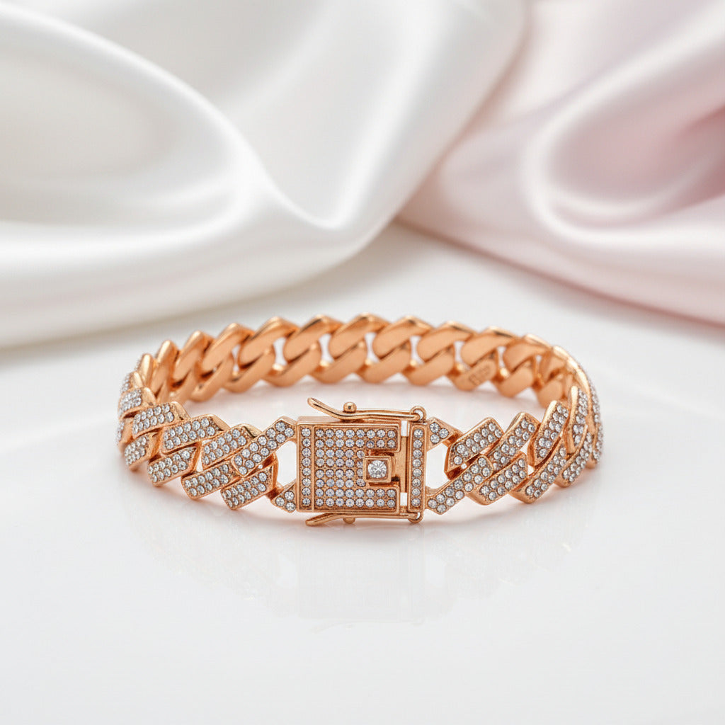 Cuban Bling Iced Out Bracelet With Butterfly-Black Diamonds New York