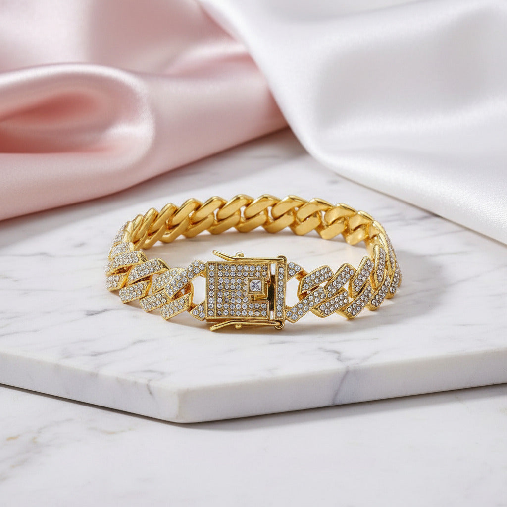 Cuban Bling Iced Out Bracelet With Butterfly-Black Diamonds New York