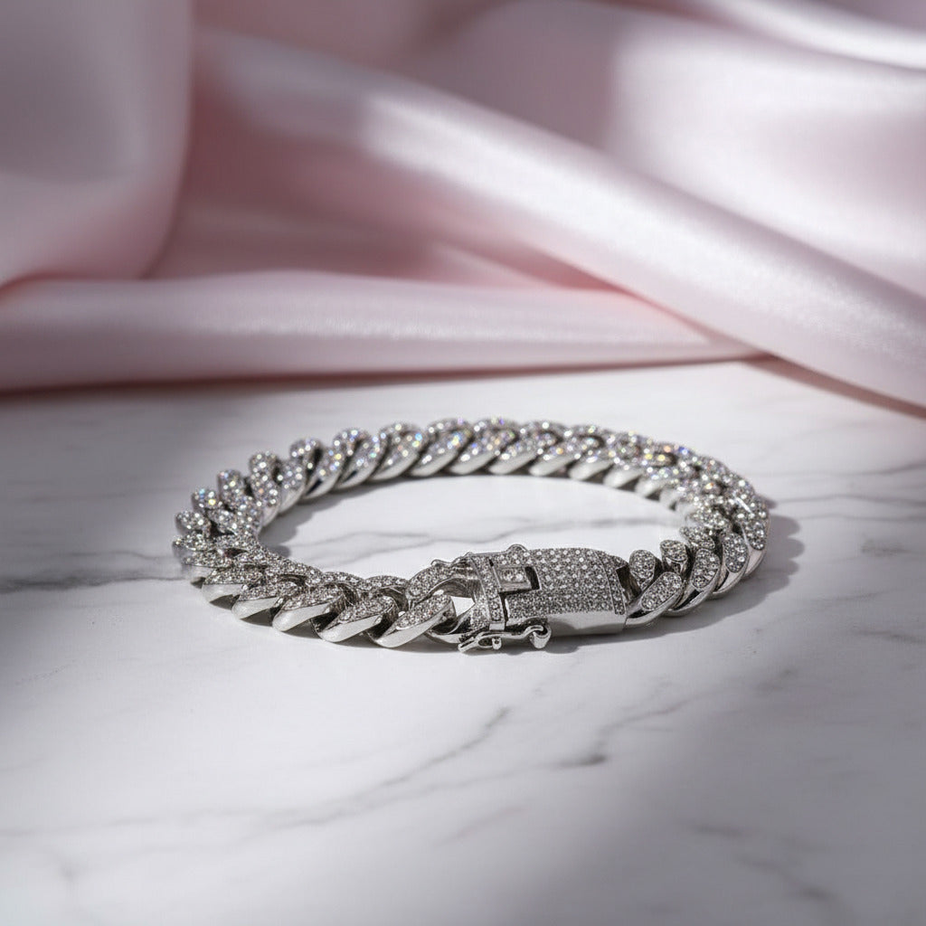 Cuban Bling Iced Out Bracelet With Butterfly-Black Diamonds New York