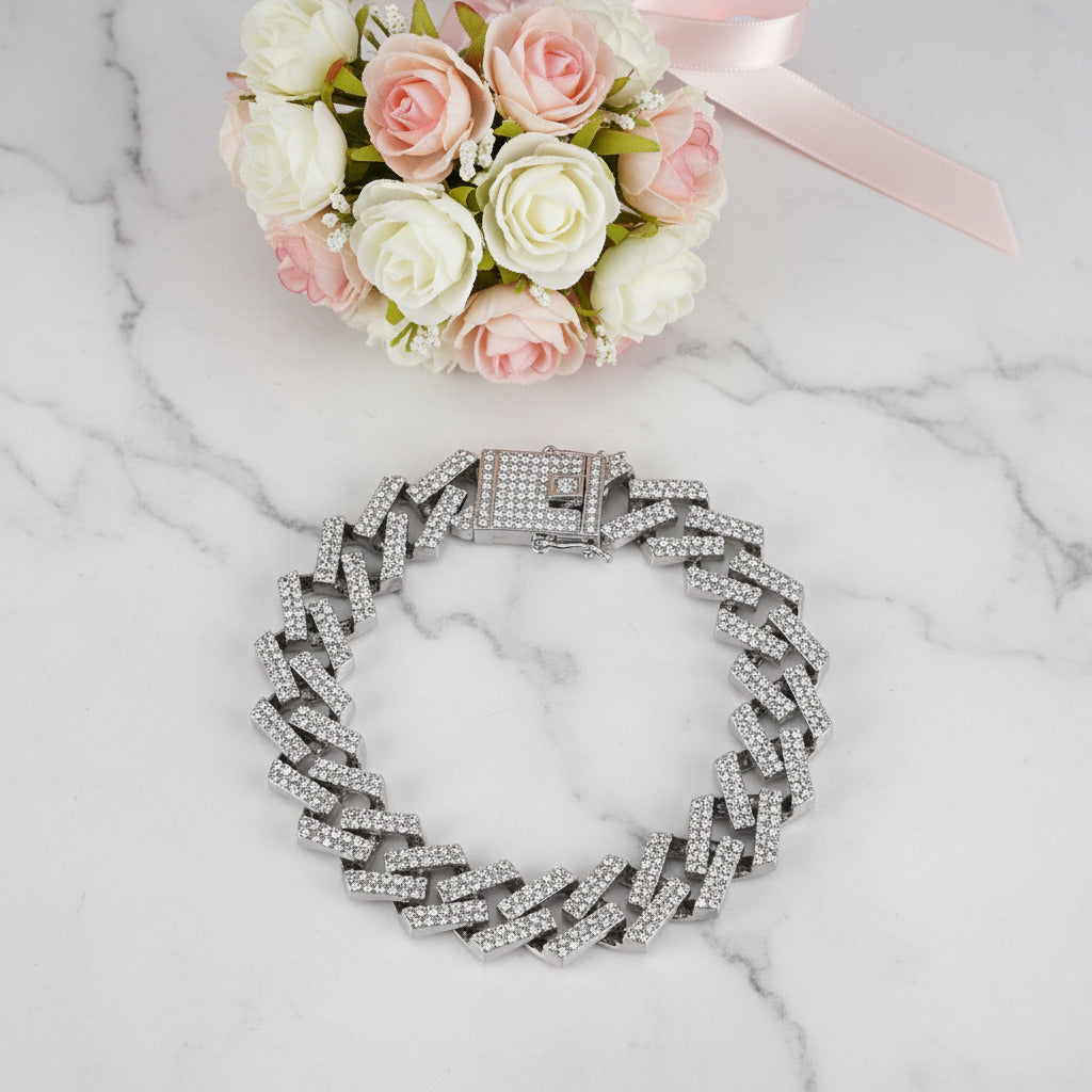 Cuban Bling Iced Out Bracelet With Butterfly-Black Diamonds New York
