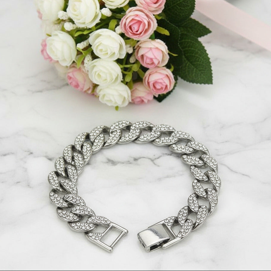 Cuban Bling Iced Out Bracelet With Butterfly-Black Diamonds New York