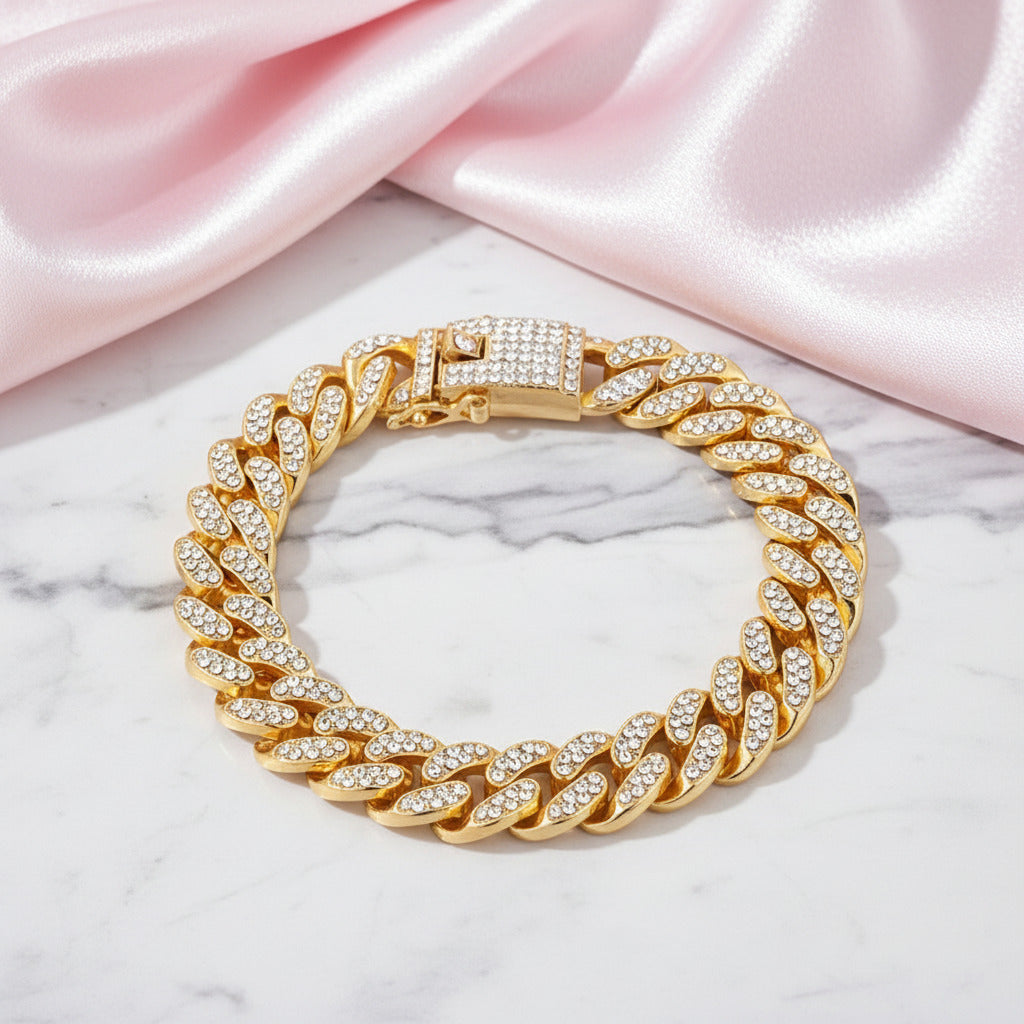 Cuban Bling Iced Out Bracelet With Butterfly-Black Diamonds New York