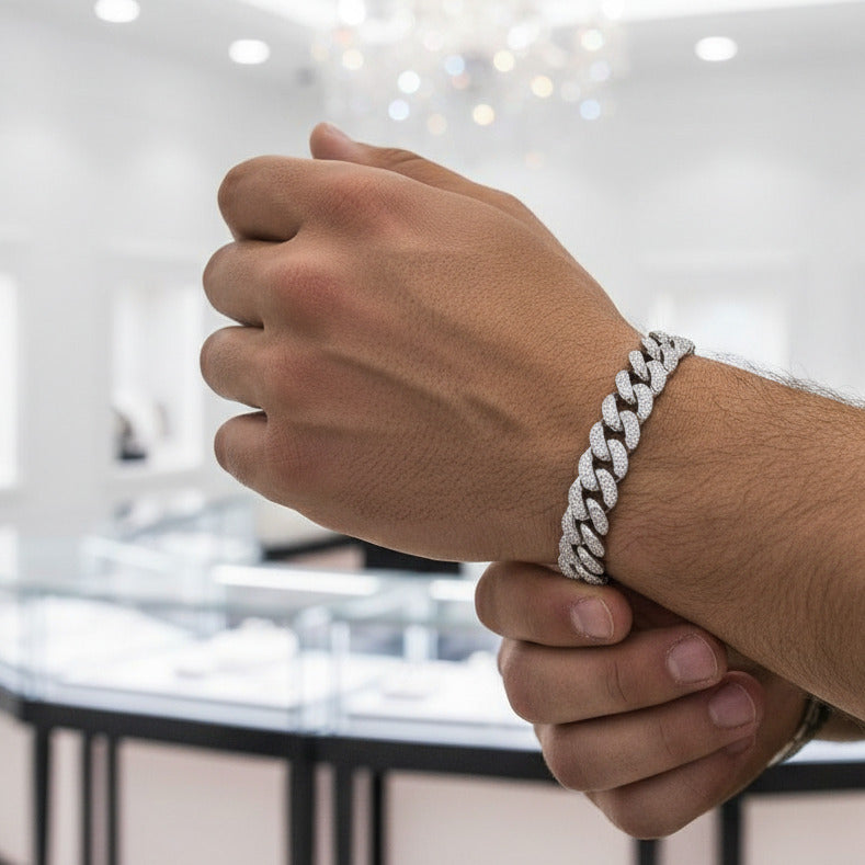 Cuban Bling Iced Out Bracelet With Butterfly-Black Diamonds New York