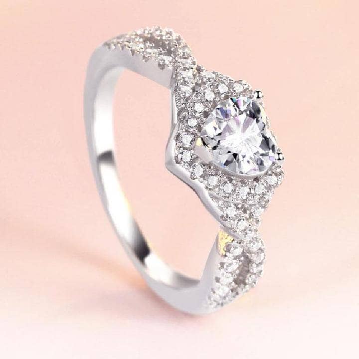 Milgrain Twist Halo Heart Cut Engagement Ring-Black Diamonds New York