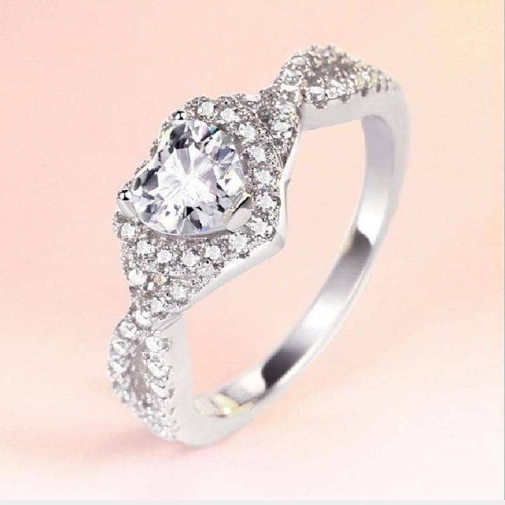 Milgrain Twist Halo Heart Cut Engagement Ring-Black Diamonds New York