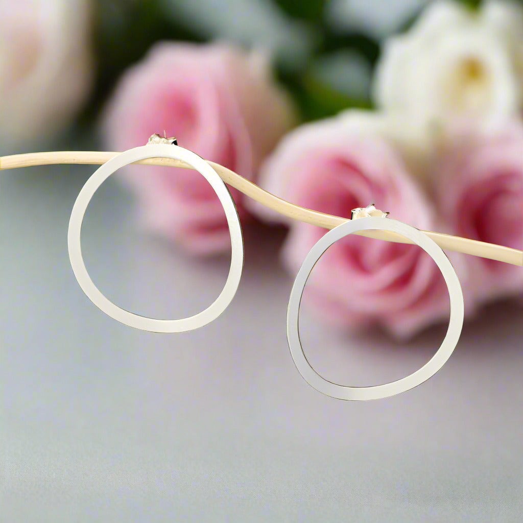 Minimalism Hoop Dangle Earrings-Black Diamonds New York