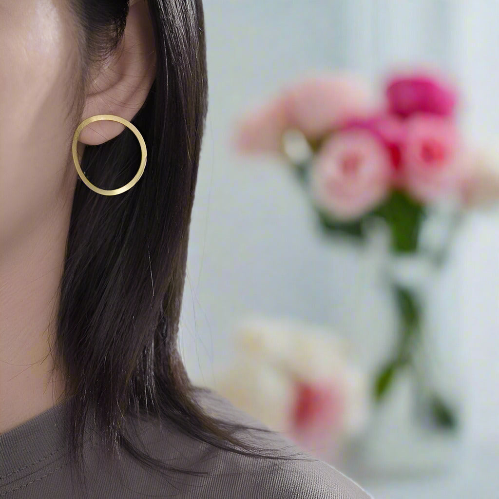 Minimalism Hoop Dangle Earrings-Black Diamonds New York