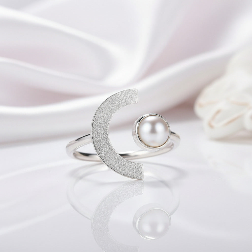 Minimalism Moonlight Adjustable Moonstone Ring-Black Diamonds New York