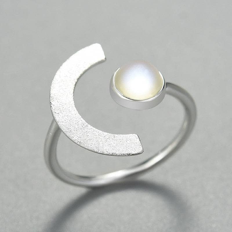 Minimalism Moonlight Adjustable Moonstone Ring-Black Diamonds New York