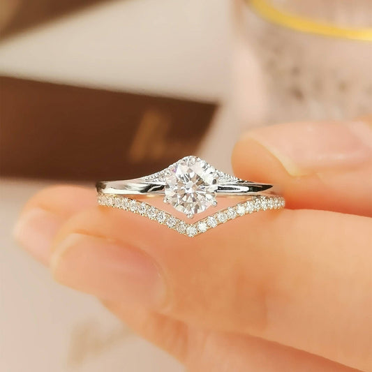 Minimalist 18k Round Cut Diamond Wedding Ring Set-Black Diamonds New York