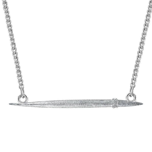 Minimalist Horizontal Needle Shaped Pendant Necklace-Black Diamonds New York