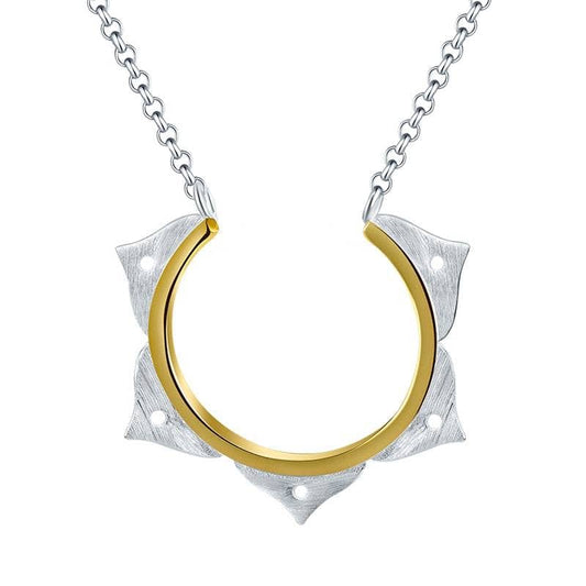 Minimalist Lotus Flower Necklace-Black Diamonds New York