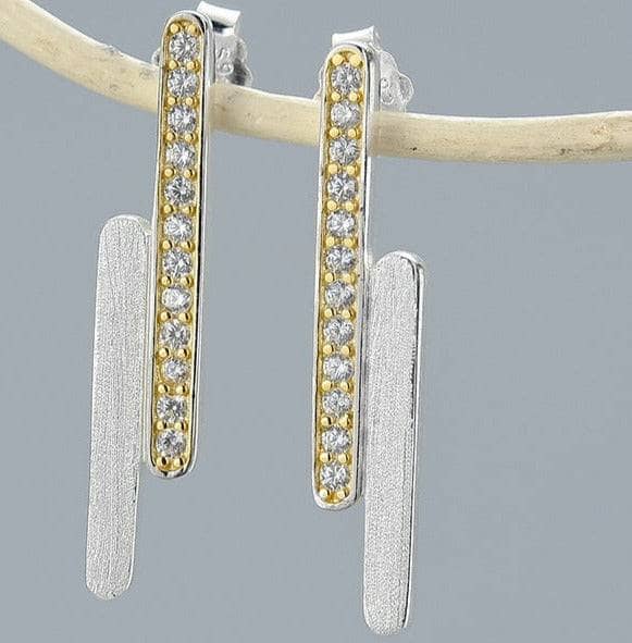 Minimalist Parallel Lines Stud Earrings-Black Diamonds New York