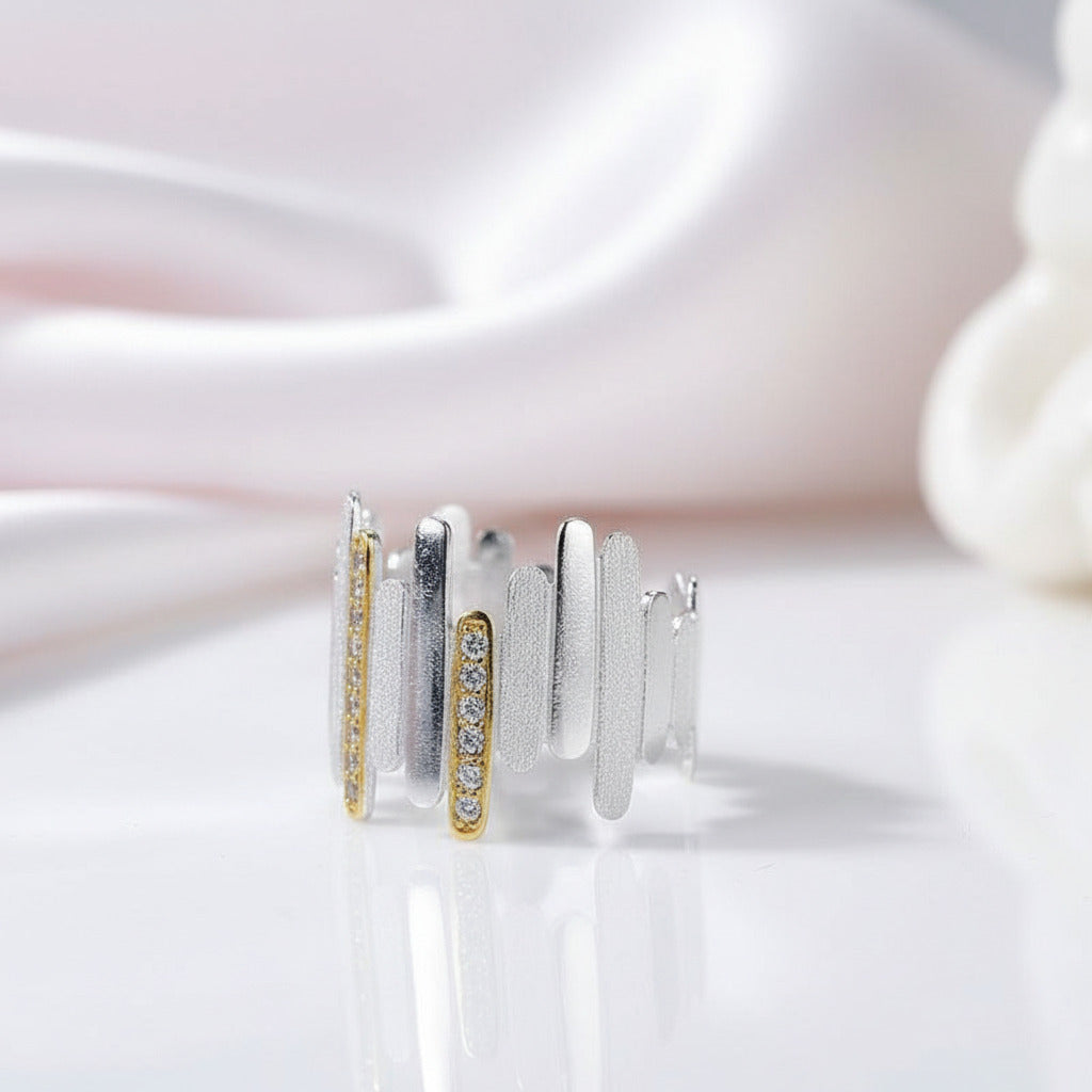 Minimalist Style Parallel Lines Ring from Black Diamonds New York